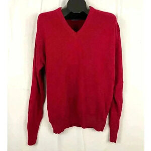 VTG Jantzen Red Sweater Men's Large V-neck Long Sleeve Made‎ in USA